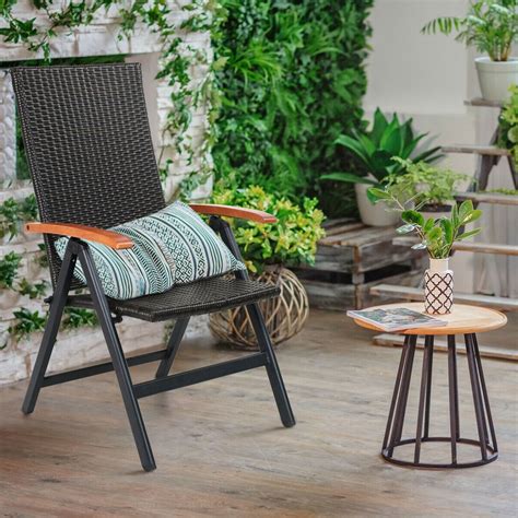 4 out of 5 stars with 1 ratings. Outdoor Heavy Duty Folding Rattan Patio Chair with Wood Armrest | Fastfurnishings.com