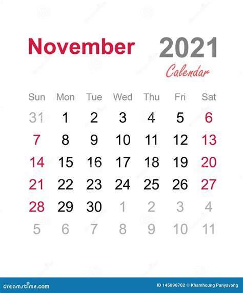 November 2021 Calendar Monthly Calendar Template 2021 Monthly