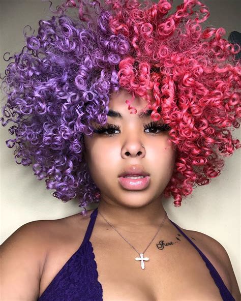 Half Purple Half Black Hair Curly Hairstyles Celebrity Hair Trends