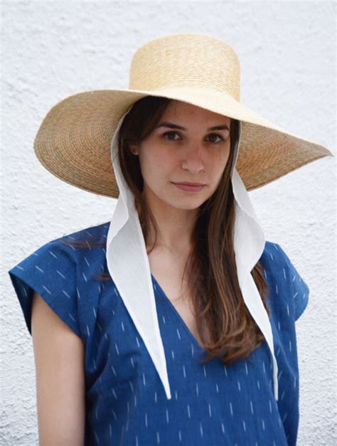 Clyde Wide Brim Flat Top Natural Straw Hat With White