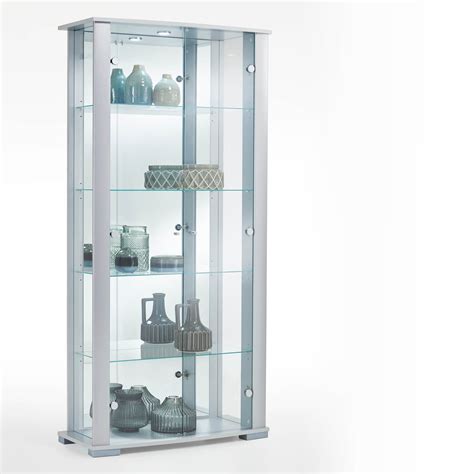 Buy Fully Assembled Home Stella Silver Glass Display Cabinet Lockable Mirror Back Light 4