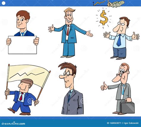 Conjunto De Personagens Engraçados De Empresários Ilustração Do Vetor