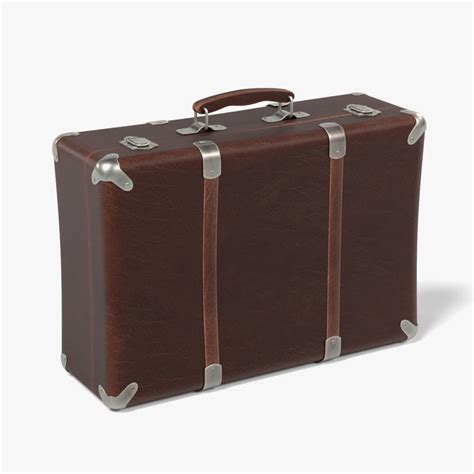 3d Model Old Leather Suitcase