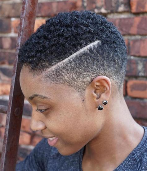 Womens Fade With Shaved Part Short Natural Haircuts Fade Haircut Women Natural Hair Styles