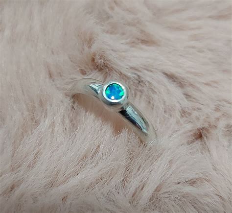 Man Made Blue Opal Ring Silver Ring Opal Ring Handmade Etsy