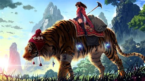 Anime Girl Fantasy Tiger 4k 3840x2160 41 Wallpaper