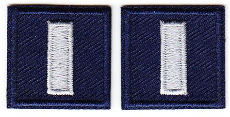 Lieutenant Lt Silver On Navy Blue Sew On Collar Patches Small 1
