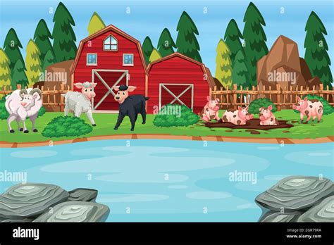 A Farm Animal Scene Stock Vector Image And Art Alamy