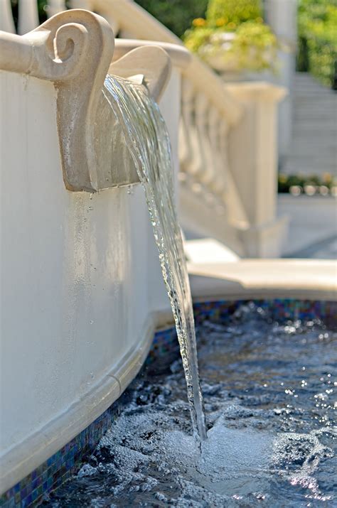 Cut Limestone Weir For Ladder Fountain At Classical French Mansion