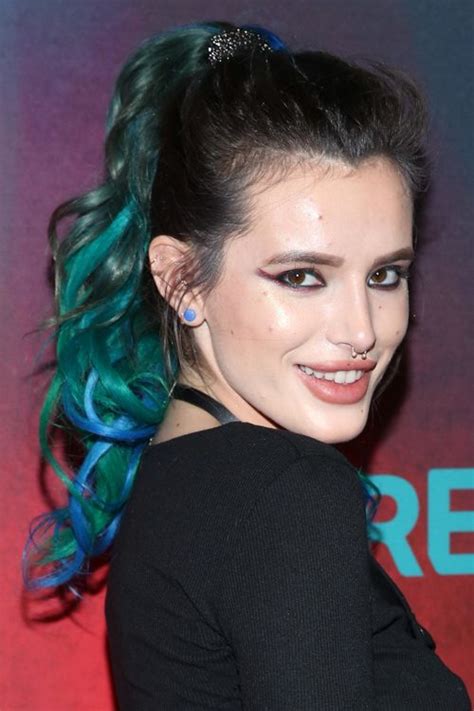 Bella Thorne Wavy Dark Brown High Ponytail Ponytail Tri Color