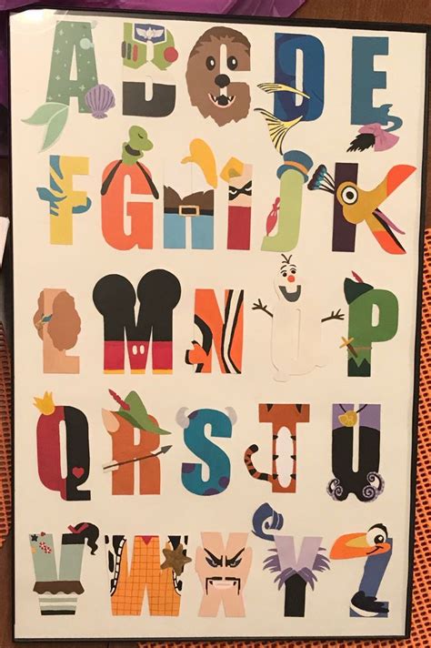 Disney Alphabet Poster Handmade In Disney Alphabet Typography