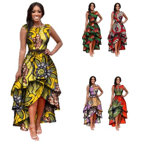 African Dashiki Print Sleeveless O Neck Cotton Dress For X11468 African Attire African Dress