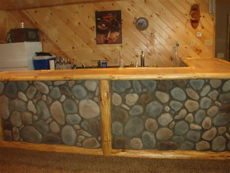 rustic bars | Front view of a Rustic Log Framed Stone Faced Bar | Rustic bar, Home decor, Rustic