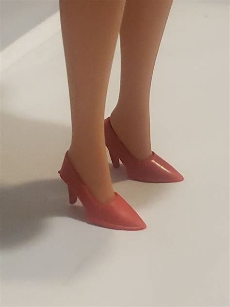 Vintage Barbie Doll Shoes Red Closed Toe Ct Spike Heels Pumps Rubber Ebay