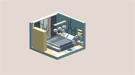 Isometric Cartoon Bedroom 3d Asset Cgtrader