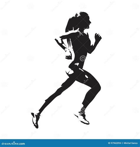 silhouette of running sportsman isolated on white background vector black and white