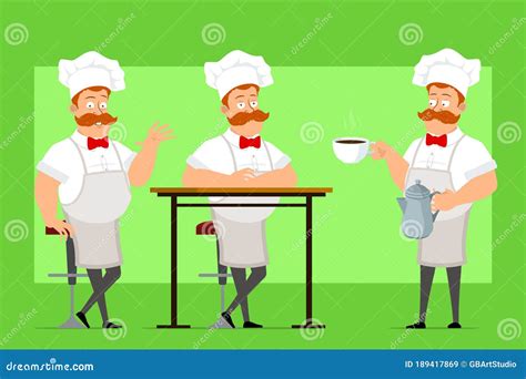 Cartoon Flat Fat Chef Cook Man Character Vector Stock Vector