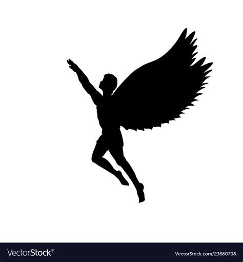 Flying Man Icarus Silhouette Mythology Symbol Vector Image