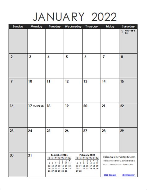 One Page Calendar Free Printable For 2022 2023 Printable Weekly