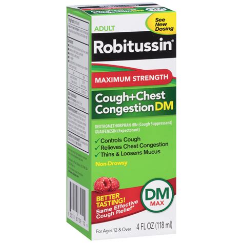 Learn more about fast ways of how to get rid of chest congestion. Robitussin Adult Cough+Chest Congestion DM Liquid Maximum ...