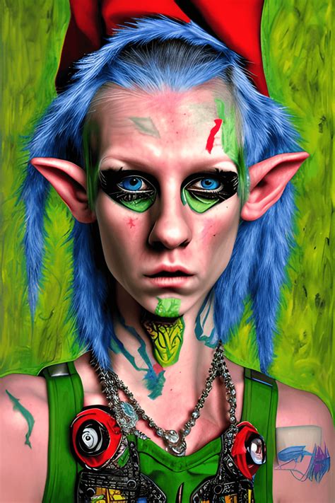 Punk Elf Portrait Neoexpressionist Art · Creative Fabrica