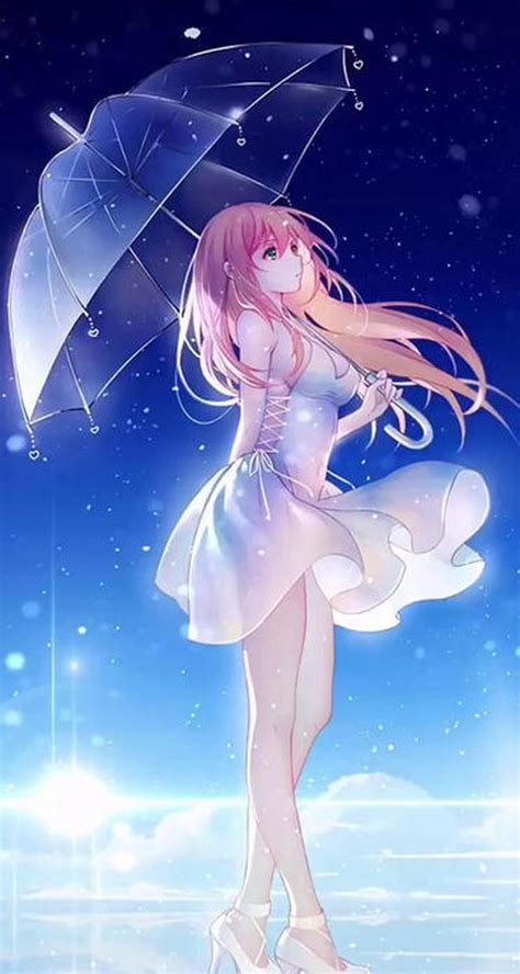 Beautiful Anime Girl Hold Umbrella Live Wallpaper For Android Apk