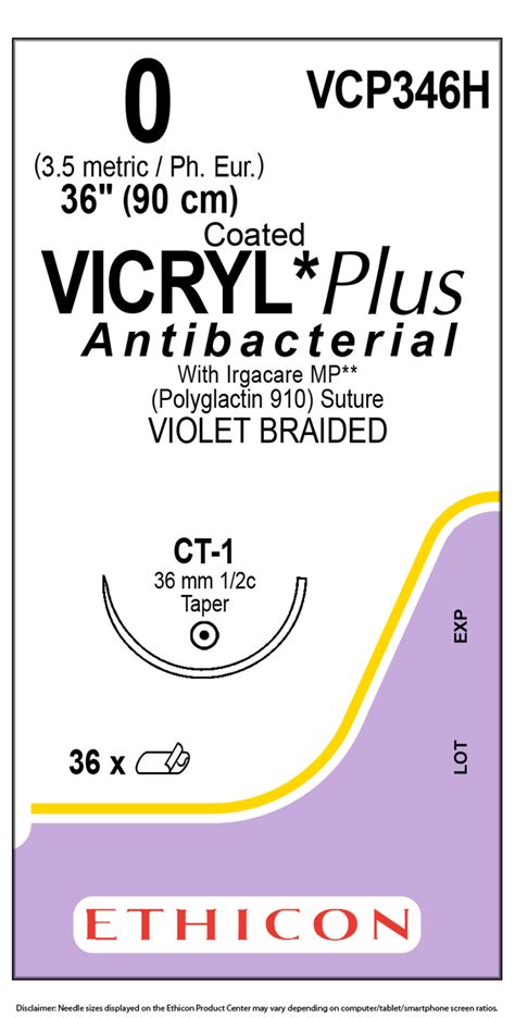 Ethicon Vcp346h Coated Vicryl Plus Antibacterial Polyglactin 910