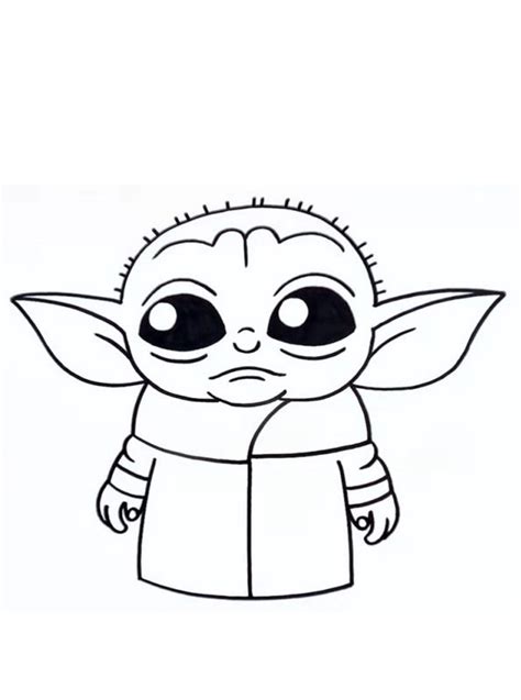 Kids N Coloring Page Star Wars Mandalorian Baby Yoda 2