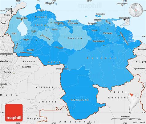 Political Shades Simple Map Of Venezuela Single Color Outside Borders
