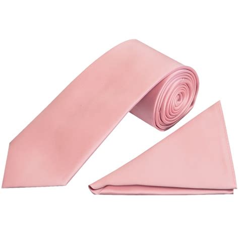 Pink Satin Tie And Handkerchief Set