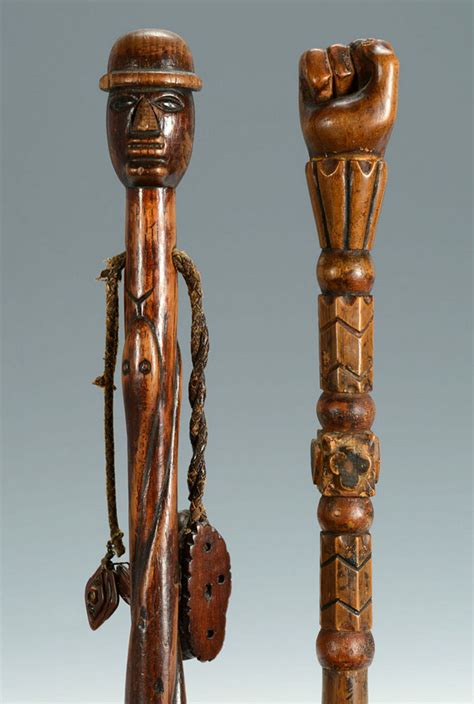 Lot 268 2 Folk Art Carved Figural Canes Poss Native Amer Case Auctions
