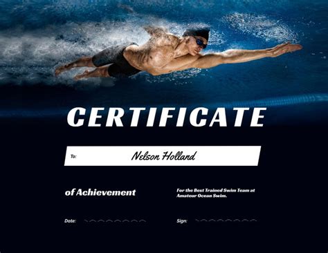 Swimming Sport Achievement Award Online Certificate Template Vistacreate