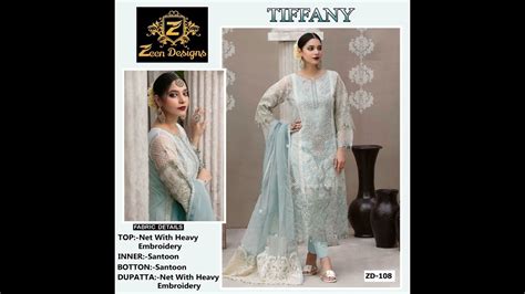 Zeen Designs Zd 108 Tiffany Designer Pakistani Suit With Price Youtube