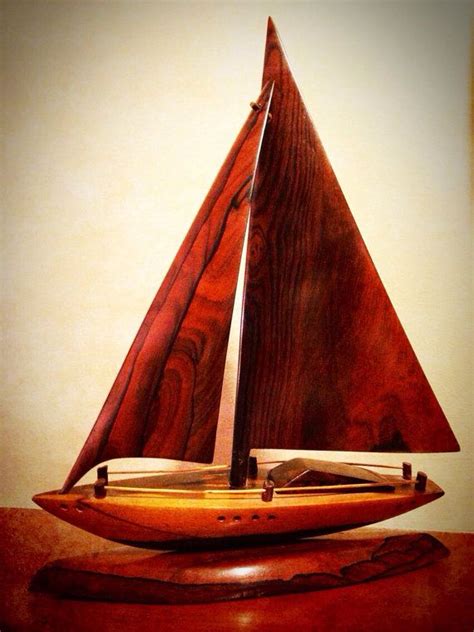 Hand Carved Wooden Sailboat Wooden Sailboat Wooden Carving