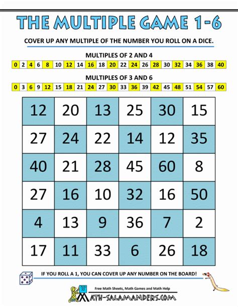 Printable Multiplication Table Games