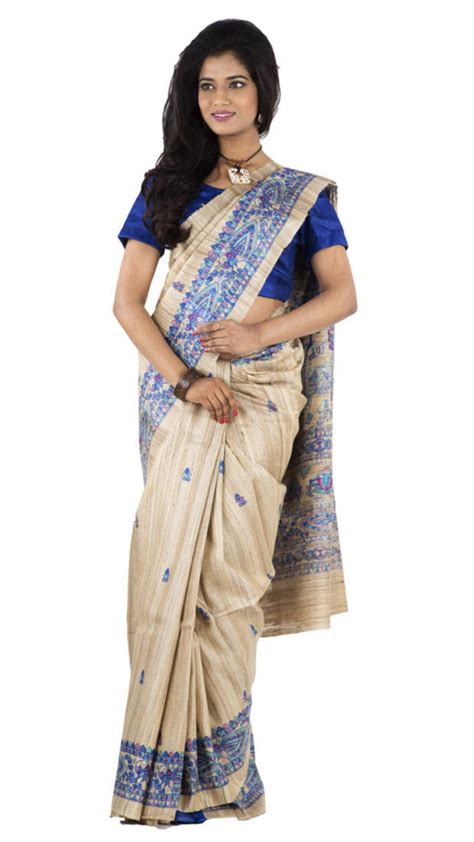 Beige Printed Silk Saree With Blouse Endeavour Apparels Private Limited 380837