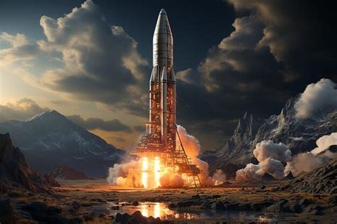 Premium Ai Image Cosmic Power Launching Nuclear Ballistic Rocket Complex