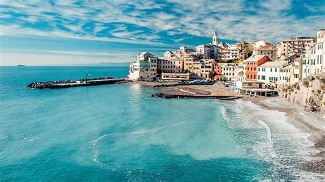 Italian Riviera Vacation Genoa Italy Blue Water Houses Buildings