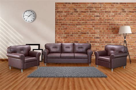 Cognac Leather Sofa Set Baci Living Room