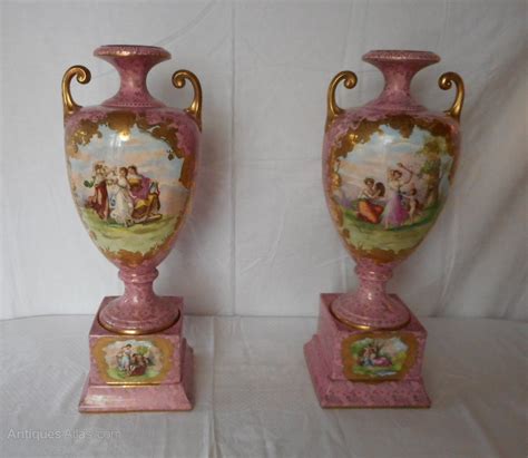 Pair Of Victorian Pottery Urn Vases On Stands Urn Vase Antique Vase
