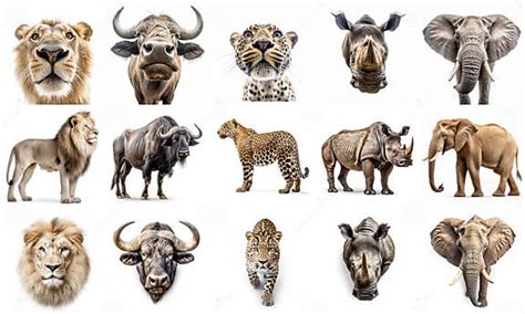 Collection Of Big 5 African Animal Stock Illustration Illustration Of