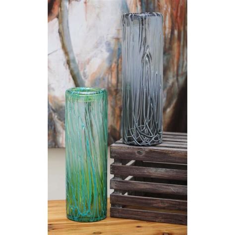 Litton Lane 15 In Multi Glass Decorative Vase Set Of 2 99809 The Home Depot