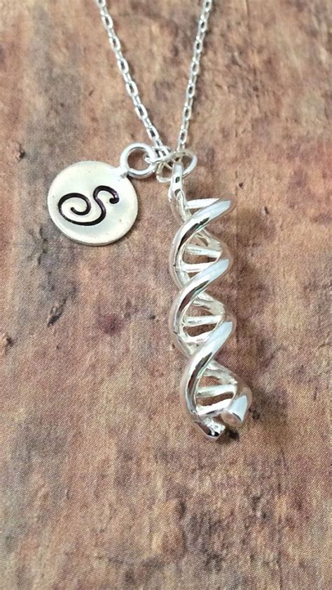 Dna Double Helix Initial Necklace Dna Jewelry Science Etsy Initial