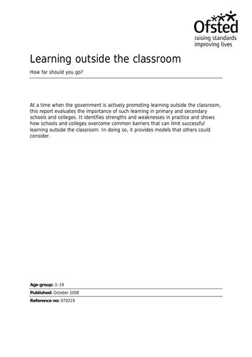 Learning Outside The Classroom Pgce Assignment Teaching Resources