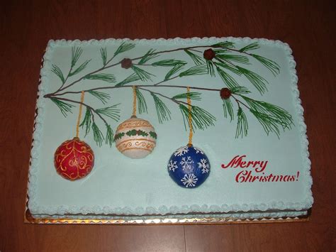 Ornaments And Pine Branch Christmas Cake Designs Christmas Cake