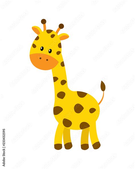 Cute Cartoon Giraffe Vector Illustration Isolated On White Backg Stock