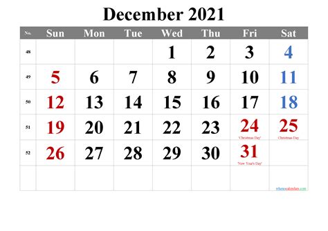 December 2021 Calendar Printable Pdf Example Calendar Printable