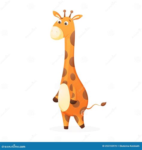 Cute Baby Giraffe Vector Isolated Cartoon Illustration Stock Vector
