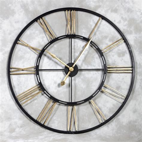 Large Iron Black And Gold Wall Clock Home Accessories