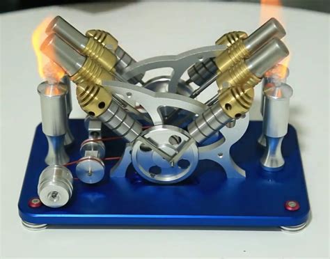Stirling Engine 4 Cylinder V4 Stirling Engine Generator Kit Enginediy